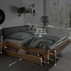 Wildeiche Holzbett Mit Stauraum – Zennian 15