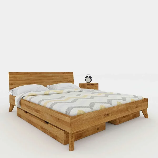 Wildeiche Massivholz Bett Mit 2 Schubkästen – Eavy 3