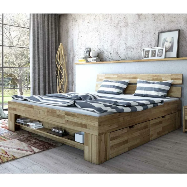 Wildeiche Schubkastenbett In Modernem Design – Henrietta 3